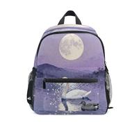 linqin Mochila Swan & Duck on Moonlit Lake, accesorios para niños, mochila con correa con etiqueta de nombre para niños pequeños mochilas para ni?as de 3 a?os