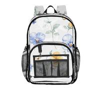linqin - Mochila transparente con bolsillo lateral de PVC transparente, diseño de pensamiento azul, bonito pensamiento azul, 1 size, Bonito pensamiento azul, Taille unique