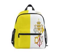 linqin Mochilas de seguridad con la bandera de la Ciudad del Vaticano con etiqueta de nombre para niñas, mochilas escolares para adolescentes