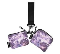 linqin Monederos gigantes de unicornios morados para mujer, tarjeteros, gran capacidad, con bolsillo para monedas con cremallera, para mujeres y hombres, 2 unidades, Unicornios gigantes morados, 1
