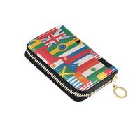 linqin Multi - Cartera pequeña con diseño de banderas de nación para llevar a diario, multifuncional, piel suave, 9 ranuras para tarjetas, viaje