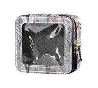 linqin Nature - Bolsa de maquillaje transparente impermeable con flores de jacintos, bolsa de cosméticos para viajes, Flores de jacintos naturales, 1 size