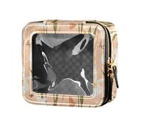 linqin Nature Flowers Peach - Bolsa de maquillaje pequeña transparente para viaje, mini recipientes de maquillaje para mujer, Nature Flowers Peach, 1 size