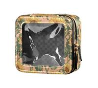 linqin Nature - Neceser de piel transparente con diseño de girasol amarillo para mujer, Girasol amarillo natural, 1 size