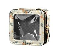 linqin Neceser de piel transparente con diseño de mariposas y dibujos animados para mujer, butterfly beige, 1 size