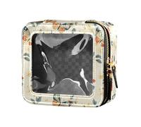 linqin Neceser de viaje transparente con diseño de mariposas de dibujos animados, color beige, bonito neceser de viaje, butterfly beige, 1 size