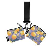 linqin Oranges - Cartera para mujer, diseño delgado, portátil, organizador de tarjetas de crédito con llavero, para hombres y mujeres, 2 unidades, Naranjas, morado oscuro, 1 size