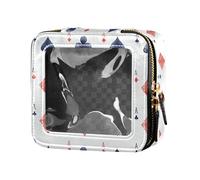 linqin Pokers - Mini bolsa de maquillaje transparente con cremallera, bolsa de cosméticos de piel para viajes, Pokers, 1 size