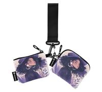 linqin Queen Purple - Estuche para tarjetas de visita desmontable para mujer, organizador de dinero con bolsillo con cremallera para hombres y mujeres, 2 paquetes, Queen Purple, 1 size