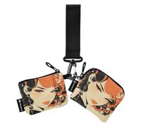 linqin Retro Queen - Monederos para mujer, tarjetero, mini estuche de moda, organizador de dinero con bolsillo con cremallera para mujeres y niñas, 2 paquetes, Retro Queen, 1 size