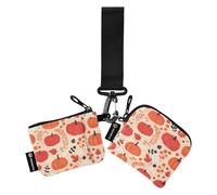 linqin Tarjetero pequeño portátil con diseño de calabazas rojas y naranjas para mujer, con bolsillo para monedas con cremallera, 2 unidades, Calabazas rojas y naranjas, 1 size