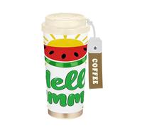 linqin Watermelon Hello Summer Coffee - Vasos de viaje para mujer, tazas con tapas, vasos de acero inoxidable aislados para bebidas frías y calientes, 481.9 g, a prueba de fugas