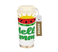 linqin Watermelon Hello Summer - Vasos de café de viaje para mujer, tazas con tapas, taza de acero inoxidable aislada para frío y calor, 17 onzas, a prueba de fugas
