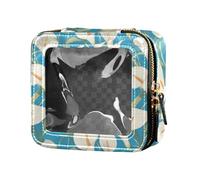 linqin White Lilies - Bolsa de maquillaje pequeña transparente azul oscuro para bolso, bolsa de aseo de viaje, bolsa de aseo de viaje, organizador para viajes, Lirios blancos y azul oscuro, 1 size