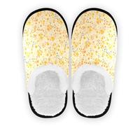 linqin Zapatos de casa para hombre y mujer, forro polar mullido, suela de goma antideslizante, cómodas y portátiles, para dormitorio, oficina, viajes, yoga, talla M, Flores amarillas que brotan