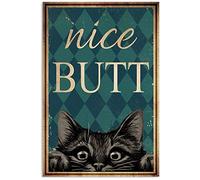 LINQWkk Cartel de metal retro de estaño, diseño de gato bonito a tope de metal, estilo retro, divertido gatito, divertido cuarto de baño, cartel de lata de metal, decoración de pared de 8x12 pulgadas