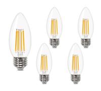 Linqzxz Bombilla LED E27 de vela, SES Filamento Bombillas Edison de rosca,6W equivale a 60W, Blanco cálido 2700K C35 Bombillas de vidrio tipo vela, 600lm,5 piezas
