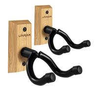 Linrax GH2 Soporte de Pared para Guitarra, 2 Unidades, Gancho de Guitarra de Madera Dura, Colgador para Guitarra Acústica Guitarra Eléctrica Bajo Banjo Mandolina, Colgador de Pared para Guitarra