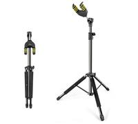 LINRAX LS1 Soporte de Guitarra con Bloqueo Automático, Soporte de Suelo Plegable, Altura y Base Ajustable, Stand Trípode para Guitarra Acústica Clásica Eléctrica Bajo Ukelele Banjo Mandolina, Negro