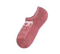 LinRim Calcetines negros damas con volantes, algodón colorido, novedad casual, rojo, Talla única