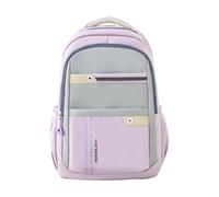 LinRim Mochilas al aire libre para la escuela, bloqueo de color, mochila deportiva infantil para adolescentes, estudiantes de secundaria, bolsa de libros mochilas para niñas negro (púrpura, talla