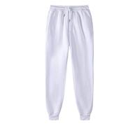 LinRim Pantalones de chándal para hombre, ajustados, con cintura elástica, blancos, M