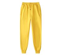 LinRim Pantalones de chándal para hombre, pantalones de chándal finos, pantalones deportivos ajustados, pantalones de ocio, con bolsillos, cintura elástica, pantalones largos de deporte, amarillo, S