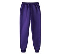 LinRim Pantalones de chándal para hombre, pantalones de chándal finos, pantalones deportivos ajustados, pantalones de ocio, con bolsillos, cintura elástica, pantalones largos de deporte, morado, L