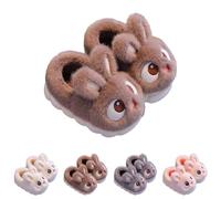 LinRim - Pantuflas de invierno para niñas y niños, cálidas, de felpa, antideslizantes, anchas, ligeras, con dibujos animados, cómodas, de espuma viscoelástica, pantufla de fieltro para mujer, Café A