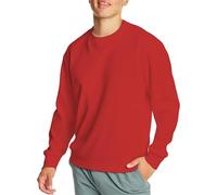LinRim Sudadera para hombre con cuello redondo para hombre, básico, manga larga, para tiempo libre, deporte, camiseta de manga larga, para exteriores, estilo básico e informal, rojo, L