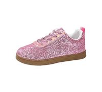 LinRim Zapatillas deportivas con brillantes para mujer, con cordones, ligeras, metálicas, con lentejuelas, para la calle, bodas, fiestas, discotecas, Rosa., 38