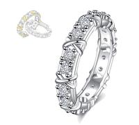 LINRXX Anillo de diamantes de moissanita magnético de plata de ley 925, anillo de diamantes de moissanita completo con cruz de circón (silver,11)