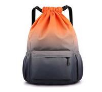 Lins Liliana - Bolsa de viaje para exteriores, 48 x 34 x 15 cm, bolsillo con correa, 25 L, con cordón, bolsa de deporte, bolsa impermeable, Gradiente Naranja Gris, Deporte