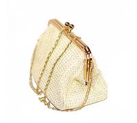 Lin's Liliana Bolso bandolera de paja para mujer, elegante, bolso de noche, respetuoso con el medio ambiente, bolso de playa vintage, tejido a mano, Blanco