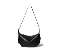 Lin's Liliana Bolso bandolera para mujer, piel sintética, media luna, impermeable, con correa ajustable, Negro , 16 x 26 x 7 cm