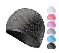 Lin's Liliana Gorro de natación de moda para hombre y mujer, impermeable, de silicona suave, antideslizante, unisex, color blanco