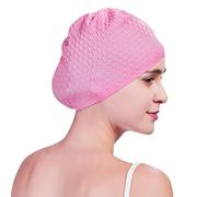 Lin's Liliana Gorro de natación de moda para hombre y mujer, impermeable, de silicona suave, antideslizante, gorro de natación unisex (rosa)