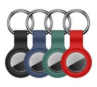 Linsaner Paquete de 4 llaveros de Silicona compatibles con AirTag para Apple para AirTag GPS, buscadores de artículos, Accesorios, Negro/Azul/Verde/Rojo