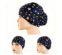 LinsLiliana Gorro de natación de tela para mujer, ajuste largo, extremadamente elástico con patrón único, cómodo y suave, minimizado (azul oscuro)