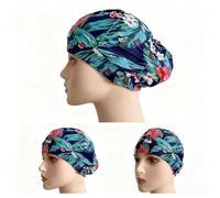 LinsLiliana Gorro de natación de tela para mujer, ajuste largo, extremadamente elástico con patrón único, cómodo y suave, minimizado (verde)