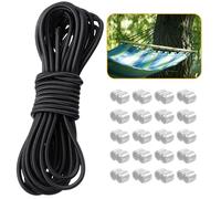 LINSOCLE Cordel Elastique 10mm X 10m, Cuerda de Goma para Lona de Remolque, Cuerda Expansora para Remolques, Negra Cuerda de Lona Resistente a la Intemperie para Uso versátil