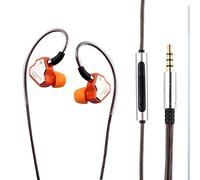 Linsoul 7Hz Salnotes Zero HiFi 10mm Dynamic Driver in-Ear Ear EEM con diafragma de Metal Compuesto de Acero Inoxidable Faceplate Desmontable 2Pin OFC Cable (Naranja, con micrófono, 3,5 mm)