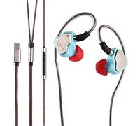 Linsoul 7Hz Salnotes Zero HiFi 10mm Dynamic Driver in-Ear Ear Micrófono IEM con diafragma de Metal Compuesto de Acero Inoxidable Faceplate Desmontable 2Pin OFC Cable (Azul, con Mic, Tipo C)