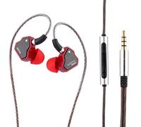 Linsoul 7Hz Salnotes Zero HiFi 10mm Dynamic Driver In-Ear Earphone IEM con diafragma compuesto de metal Placa frontal de acero inoxidable Cable OFC desmontable de 2 pines (rojo, con micrófono, 3,5 mm)