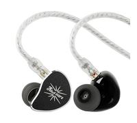 Linsoul Kiwi Ears Belle In Ear Monitor con Controlador Dinámico DLC de 10mm, Auriculares con Cable Plateado de Doble Capa, IEM Profesional para Escenario/Gaming/Producción Musical (Typec Mic, Negro)