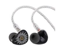 Linsoul Kiwi Ears x B_Media: Chorus In-Ear Monitor, Controlador Dinámico con Diafragma DLC, Auriculares Cableados con Placa Frontal de Metal CNC, Cable Doble Chapado en Plata (Negro, 3,5 mm con Mic)