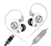 Linsoul KZ Gale In Ear Monitor,Auricular con Controlador Dinámico Superlineal,IEM para Gaming con Graves Ultra Sensibles y Cable de 2pin Empotrado Desmontable para Audiófilo(Blanco,con Mic TypeC)