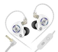 Linsoul KZ Gale In Ear Monitor,Auricular con Controlador Dinámico Superlineal,IEM para Gaming con Graves Ultra Sensibles y Cable de 2pin Empotrado Desmontable para Audiófilo(Blanco,con Mic)