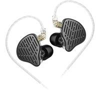 LINSOUL KZ x HBB PR2 13,2 mm controlador plano monitor intraural, diafragma nanoescala, cable OFC desmontable 0,75 mm chapado plata 2 pines juegos (negro, sin micrófono)