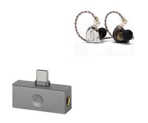 Linsoul KZ ZS10 Pro,In Ear Monitor con 4B 1DD 5 Controladores,Auriculares con Cable HiFi+Kiwi Ears Allegro Mini DAC portátil, Amplificador de IEM, Salida USB C a 3,5/4,4 mm